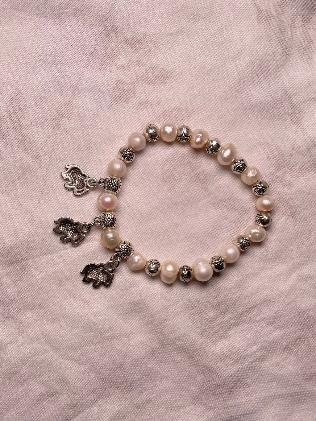 Pearl & Elephant Charm Bracelet